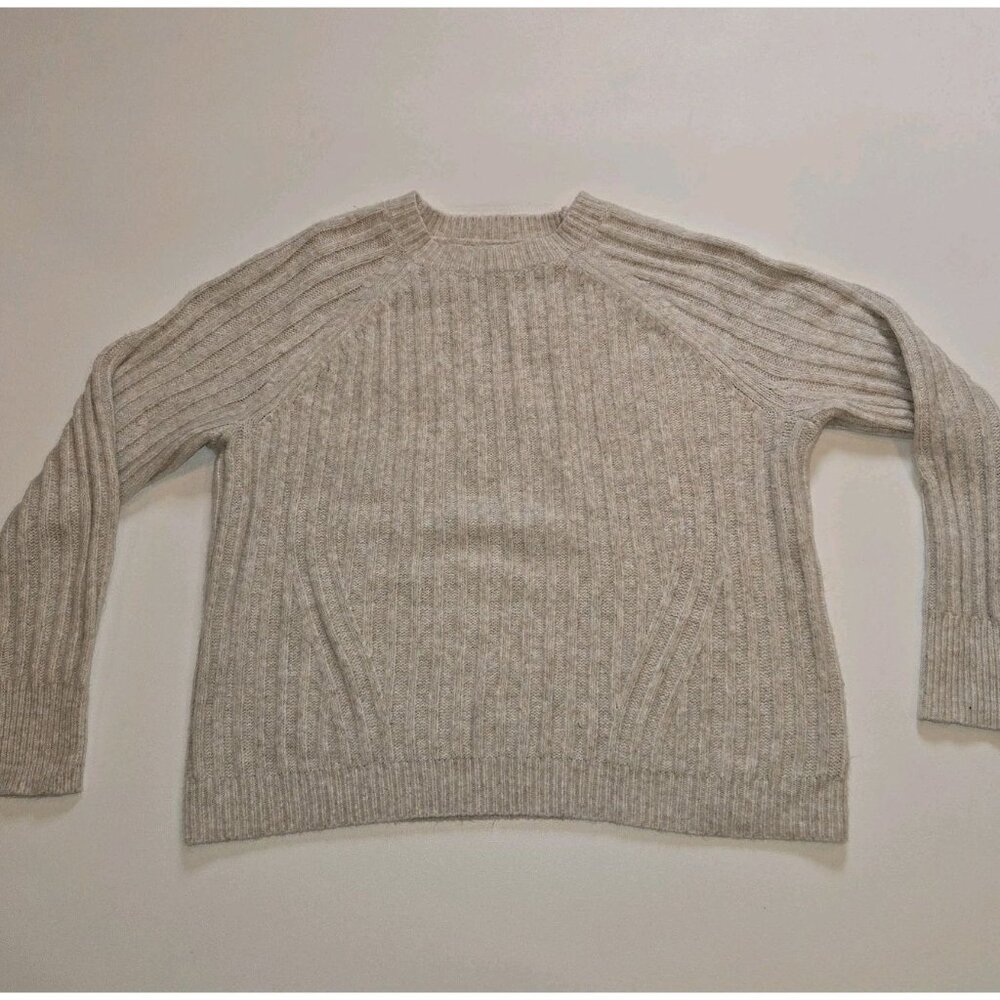 A New Day Wool Blend Ribbed Long Sleeve Cream Beige Sweater Size XL Cozy Winter